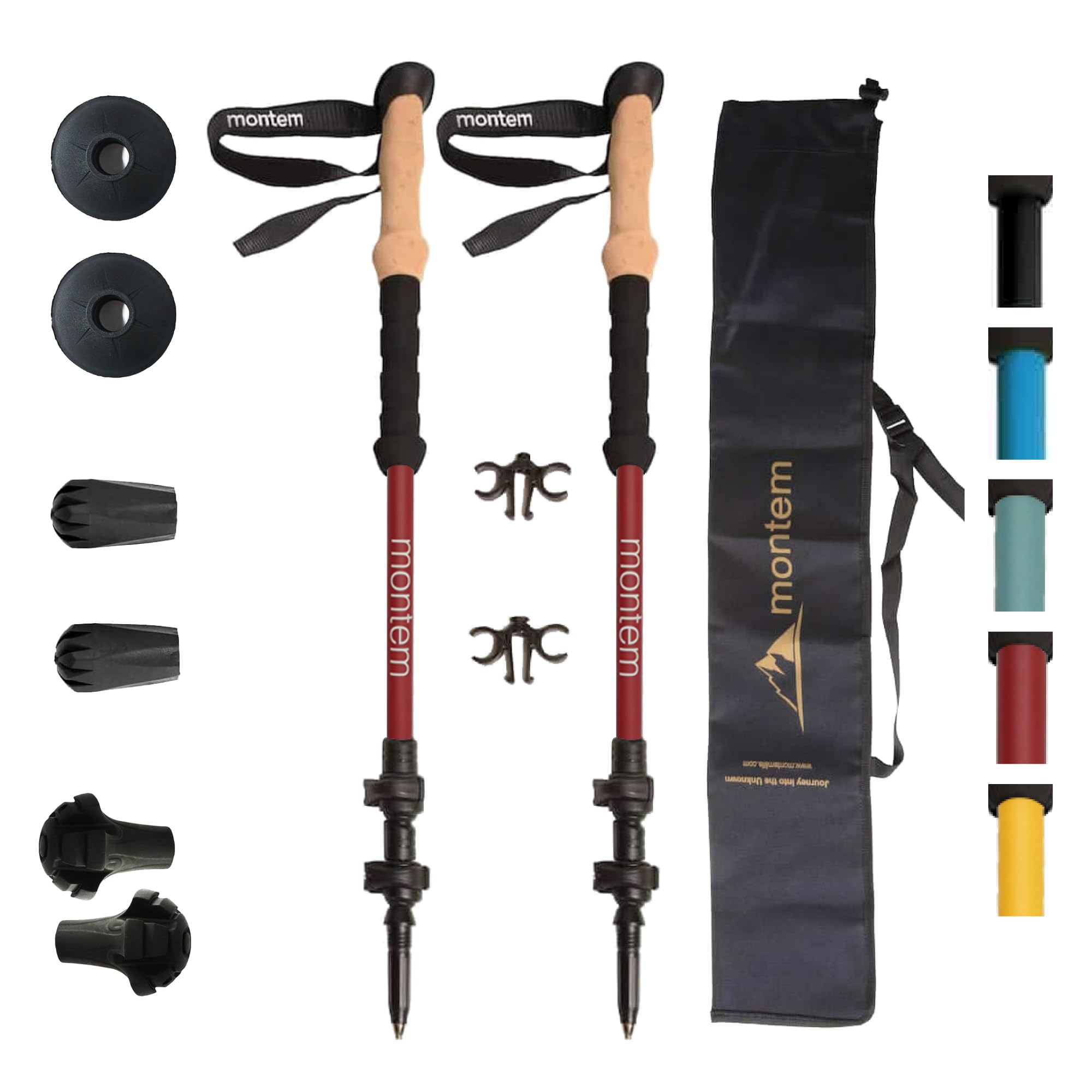 Montem Ultra Light 100% Carbon Fiber Trekking Poles - Pair of 2 (Quick Lock, Foldable, Weatherproof) for Hiking, Walking & Backpacking - Perfect for Mountain Trails, Camping & Outdoor Adventures