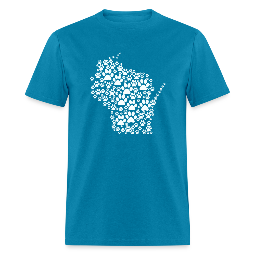 Paws Across Wisconsin Classic T-Shirt - Comfortable & Stylish Dog Lover Tee - Perfect for Casual Wear, Outdoor Adventures & Pet Lovers