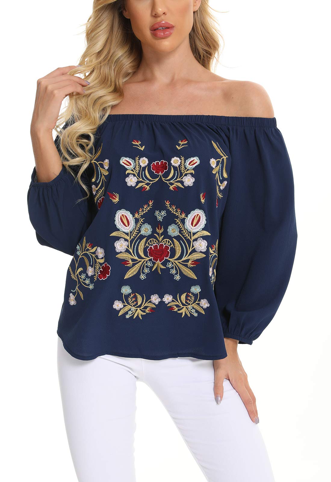 Mexican Embroidered Shirt for Women - Boho Floral Western Top for Festivals & Vacations