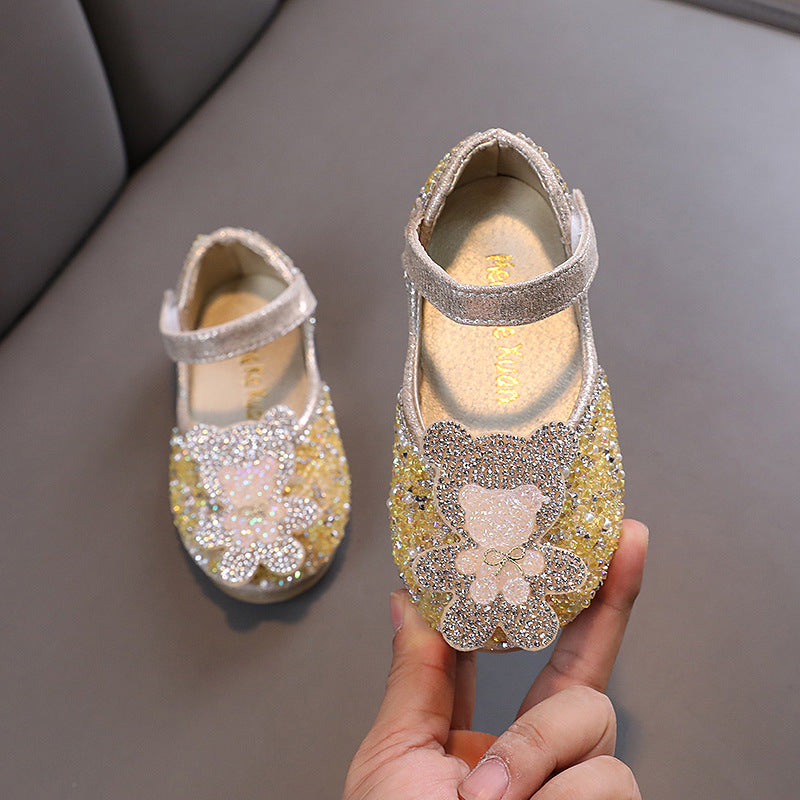 Sparkly Baby Girls' Sequins Bear Birthday Princess Dress Shoes - Perfect for Birthday Parties, Pageants & Special Occasions