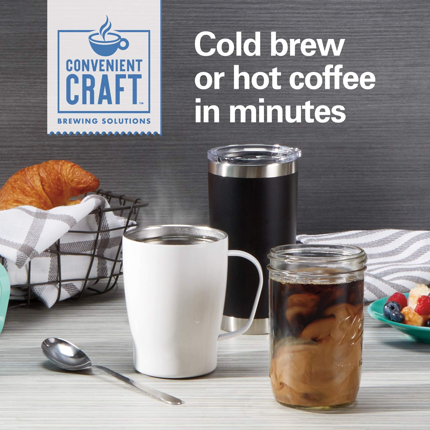 Hamilton Beach 16 oz. Single Serve Coffee Maker - Rapid Cold & Hot Brew Grounds Brewer, White (42500) - Perfect for Home, Office & Dorm Room Use