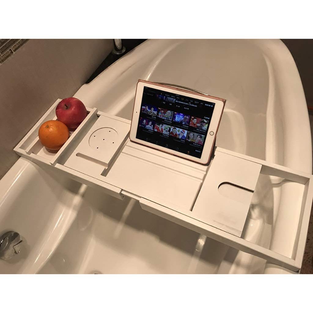 Adjustable Telescopic Bathtub Tray Stand - Multi-Functional Bath Table & Bridge for Books, Drinks, Tablet (White) - Perfect for Relaxing Baths, Spa Days & Self-Care Moments