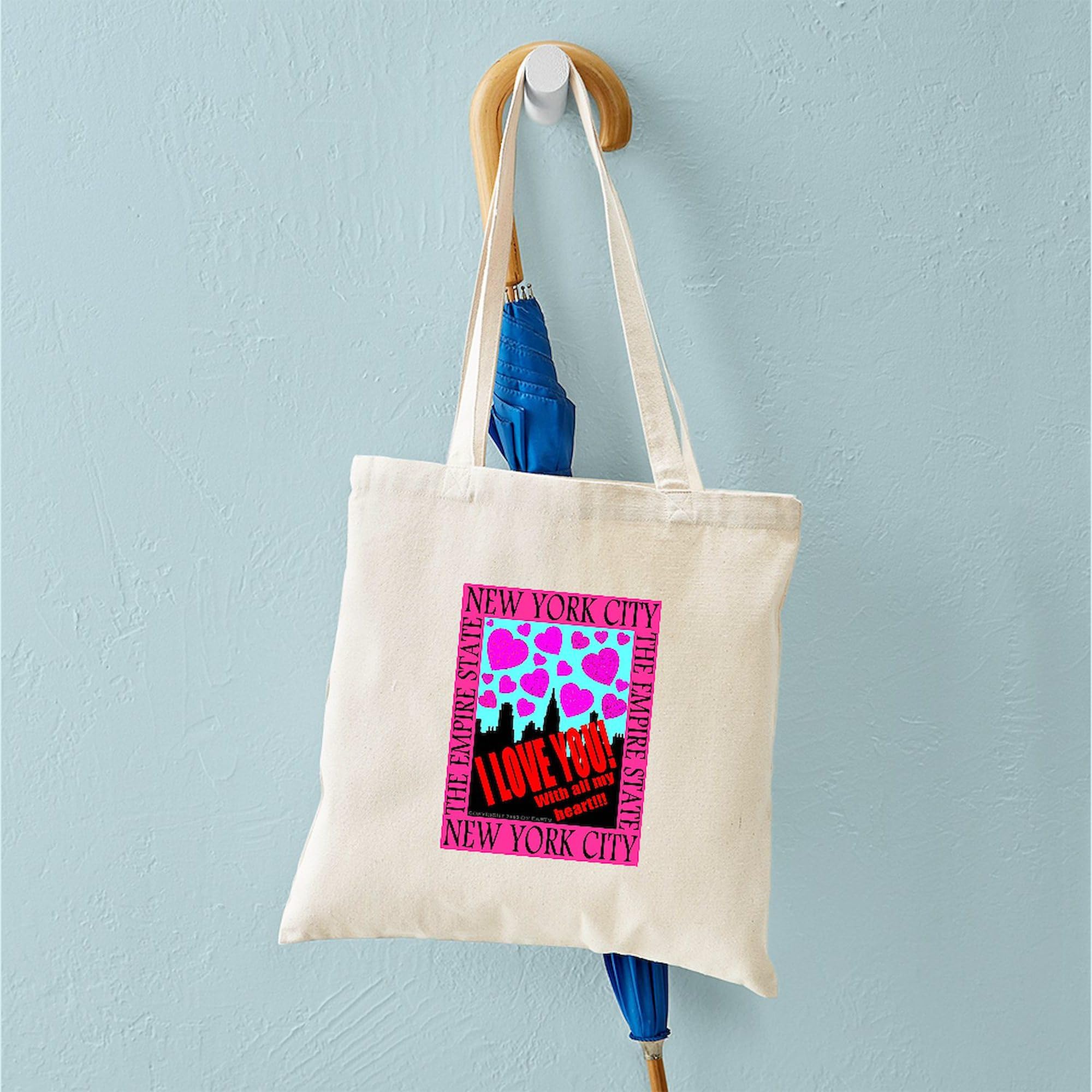 New York City I Love You Tote Bag - Natural Canvas Reusable Shopping Bag for Groceries, Beach & Travel | Eco-Friendly Cotton Tote with Long Handles