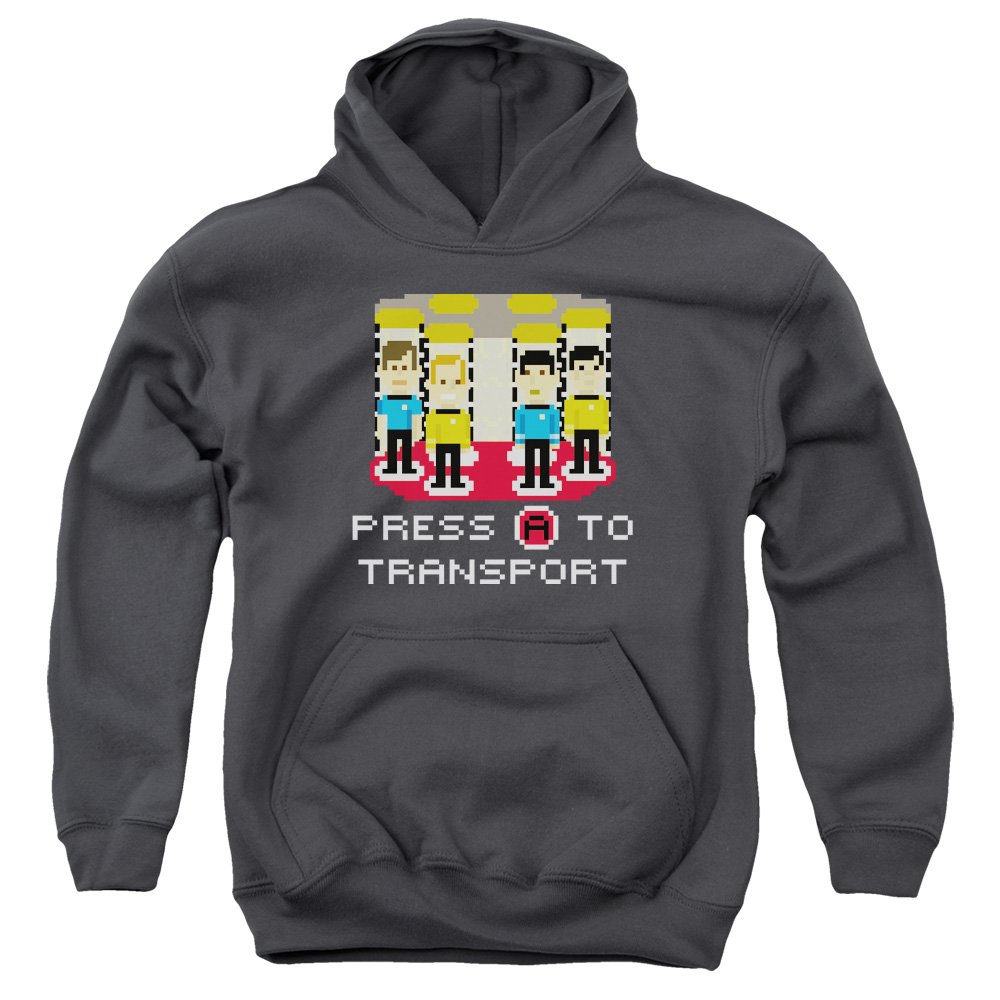 Star Trek Press A to Transport Unisex Hoodie for Kids & Teens | Sci-Fi Pullover Sweatshirt for Boys & Girls | Perfect for Cosplay, Gifts & Casual Wear