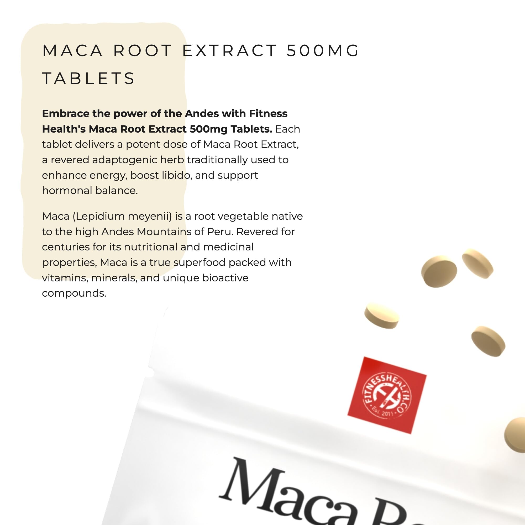 500mg Pure Maca Root Tablets for Energy & Mood Support - Vegan, Plant-Based Supplement for Men & Women - High Strength Beetroot Boost - Ideal for Fitness, Health & Daily Wellness