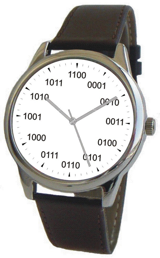 Binary Dial Geek Watch - Chrome & Black Leather for Tech Enthusiasts