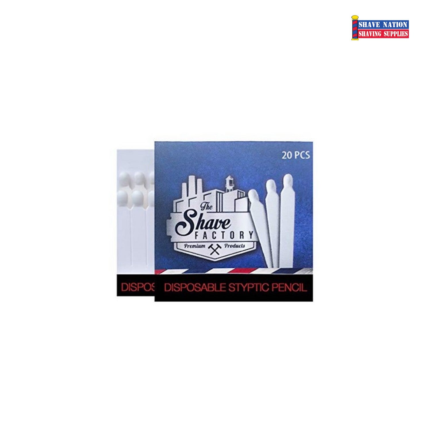 Shave Factory Disposable Styptic Pencil - 20 Pack | Fast-Acting Nicks & Cuts Solution for Men's Shaving & Grooming | First Aid & Travel Essential