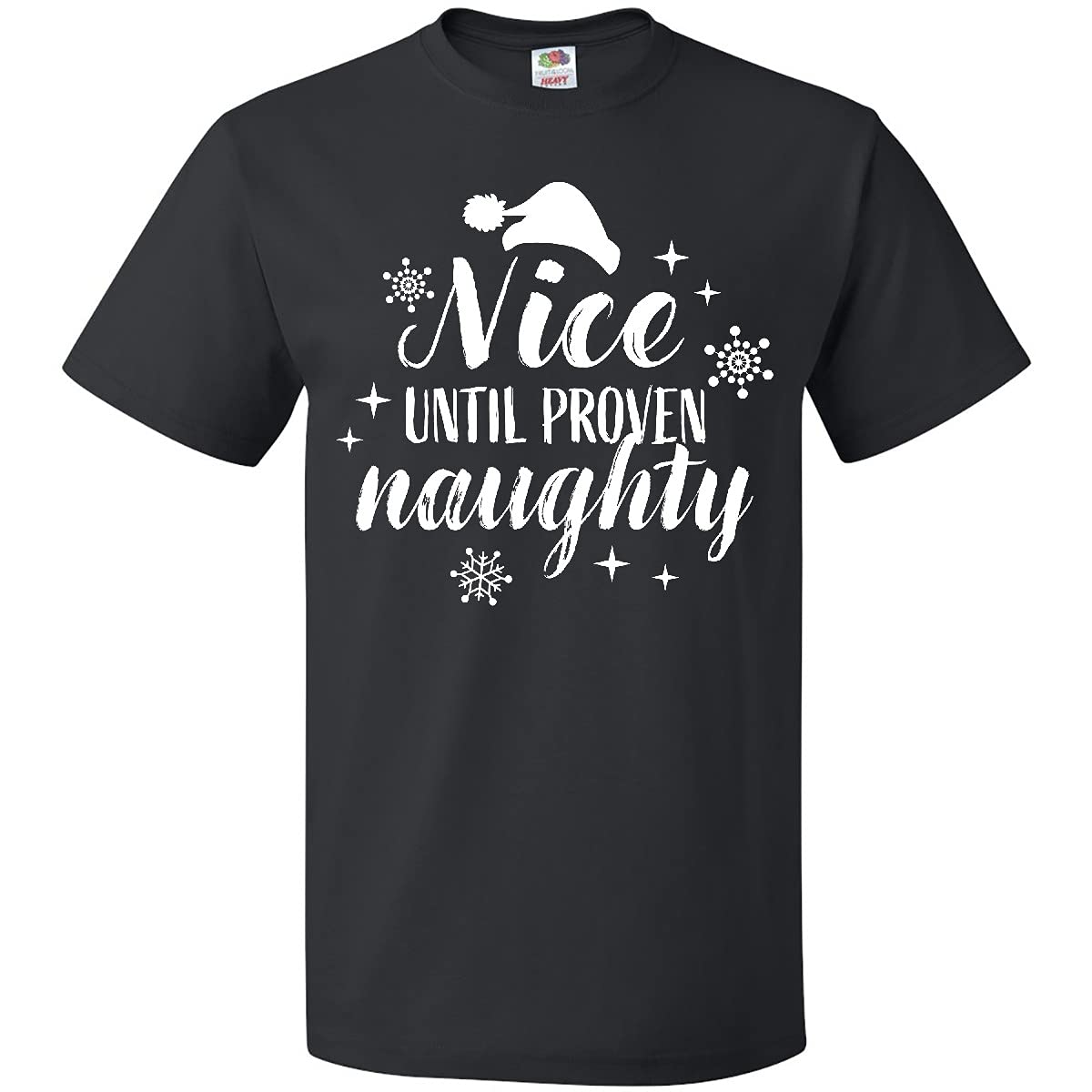 Inktastic Christmas Nice Until Proven Naughty Adult T-Shirt - Funny Holiday Gift for Men & Women - Perfect for Christmas Parties & Family Gatherings