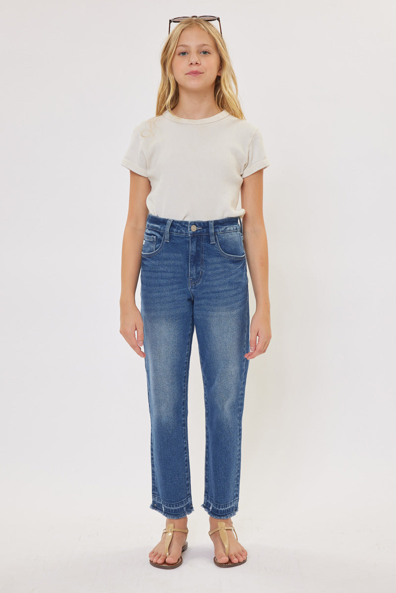 Royal High Rise Mini Straight Leg Jeans for Kids - Stylish & Comfortable Denim Pants for School, Play & Everyday Wear