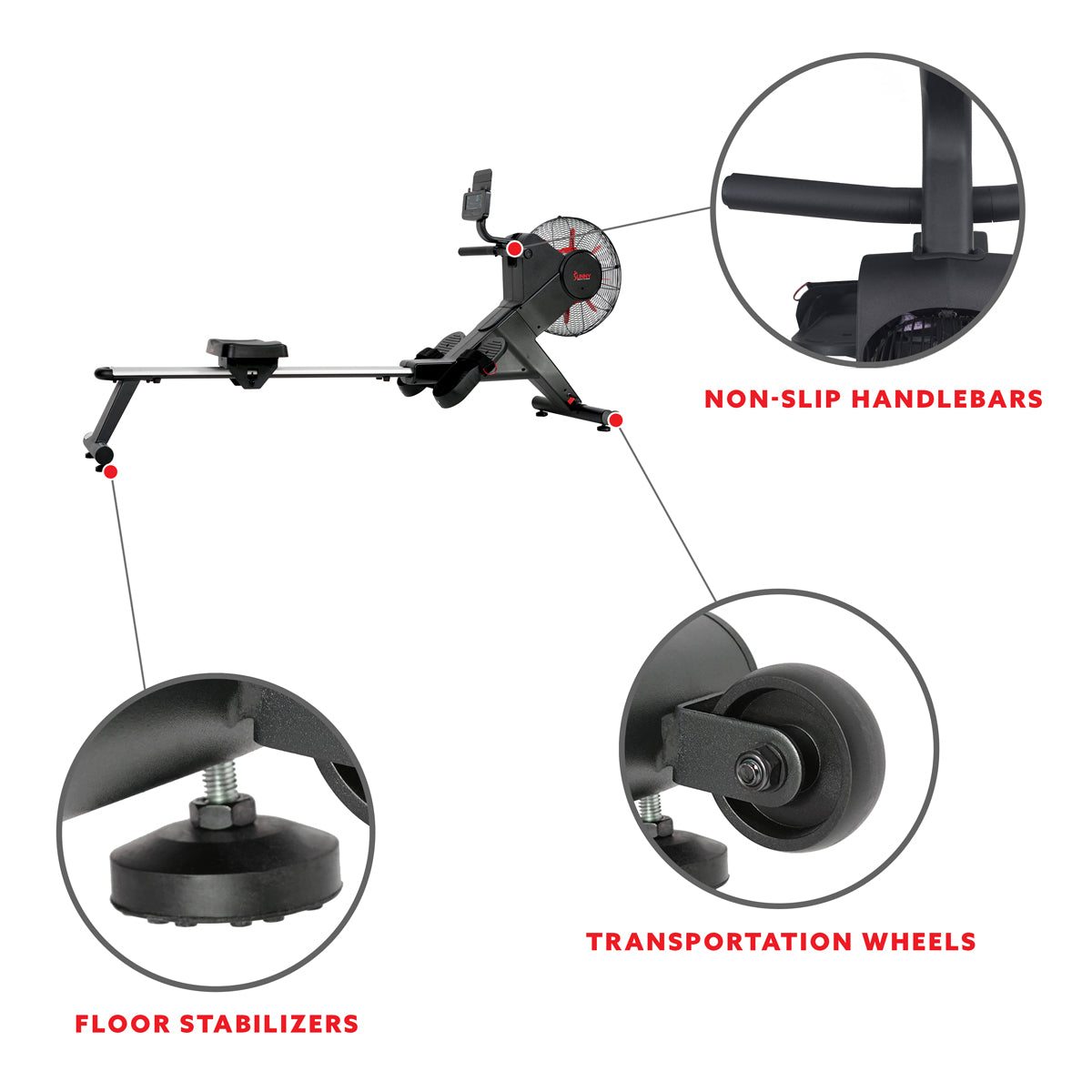 Premium Carbon Air Magnetic Rowing Machine for Home Gym - Quiet & Smooth Full-Body Workout for Cardio, Strength Training & Weight Loss