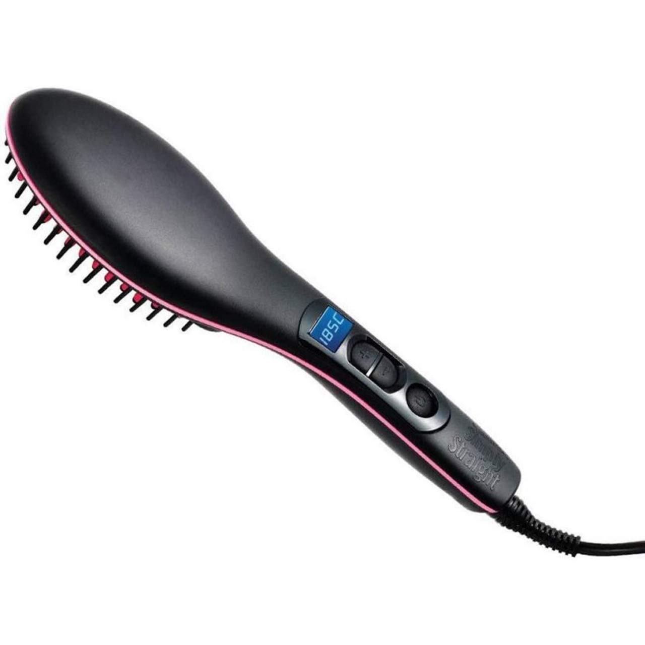 Nishoya Ceramic Hair Straightener Brush with Temperature Control - 2-in-1 Flat Iron & Curling Brush for Smooth & Wavy Styles | Perfect for Home Use, Travel & Salon Styling