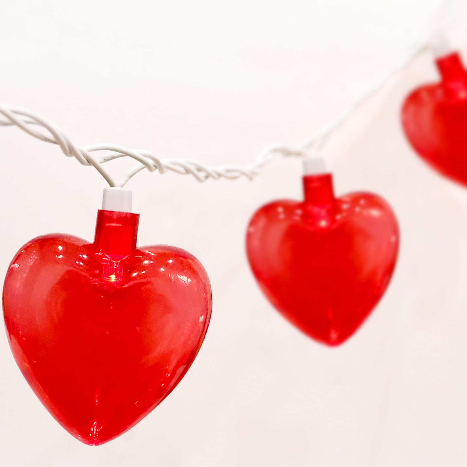 SUNSGNE 8.5Ft Romantic Red Heart String Lights - 10 LED Heart Shaped Lights for Valentine's Day, Mother's Day, Wedding, Anniversary & Christmas Decorations | Indoor/Outdoor Party Lighting for Bedroom, Garden, Patio and Special Events