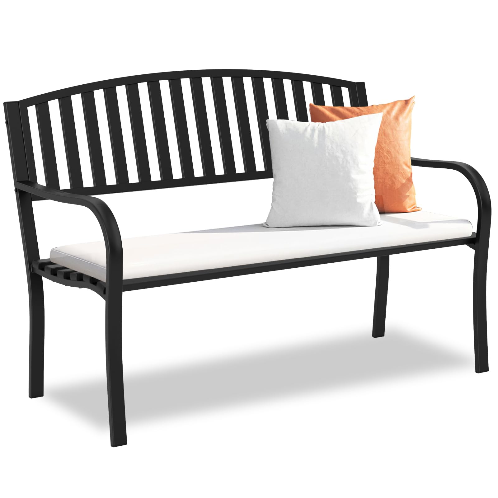 Outdoor Garden Bench - Heavy Duty Weatherproof & Anti-Rust Metal Bench for Front Porch, Patio, Park - Perfect for Outdoor Seating, Relaxation & Decoration