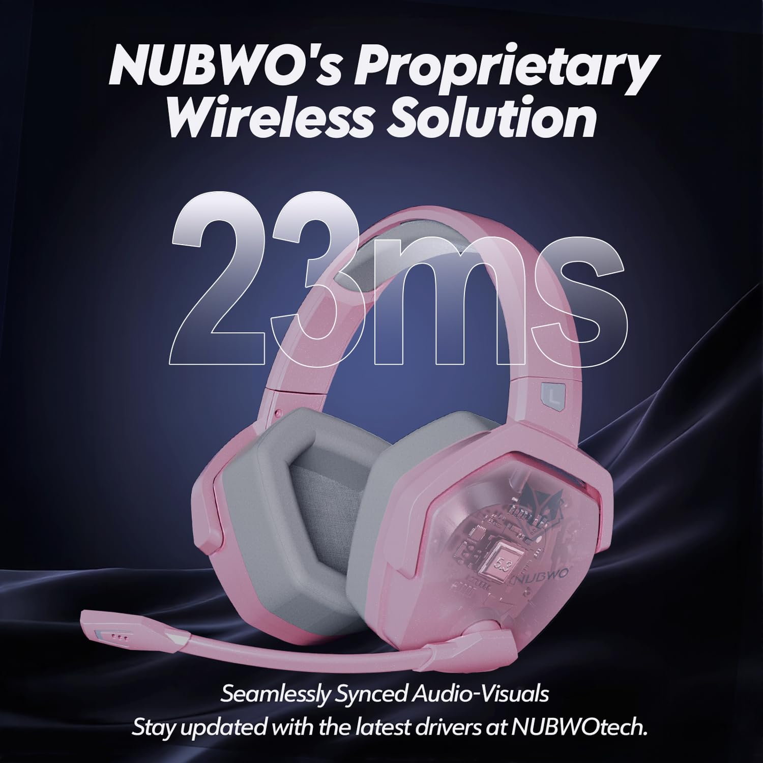 NUBWO G06 Dual Wireless Gaming Headset with Microphone - 2.4GHz & Bluetooth - 100 Hour Battery - 50mm Drivers - Pink | Compatible with PS5, PS4, PC, Mobile & Nintendo Switch | Perfect for Gaming, Streaming & Online Meetings