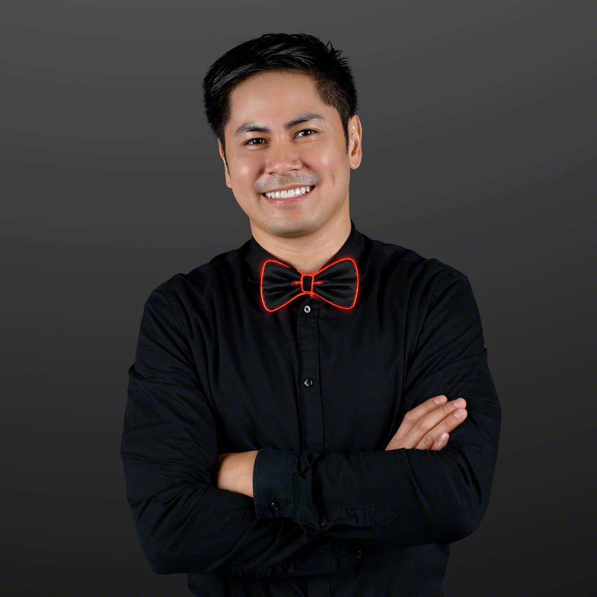 Glow in the Dark LED Bow Tie for Men - Red Light Up Necktie with EL Wire Technology - Perfect for Christmas Parties, Raves, Cosplay & Night Events