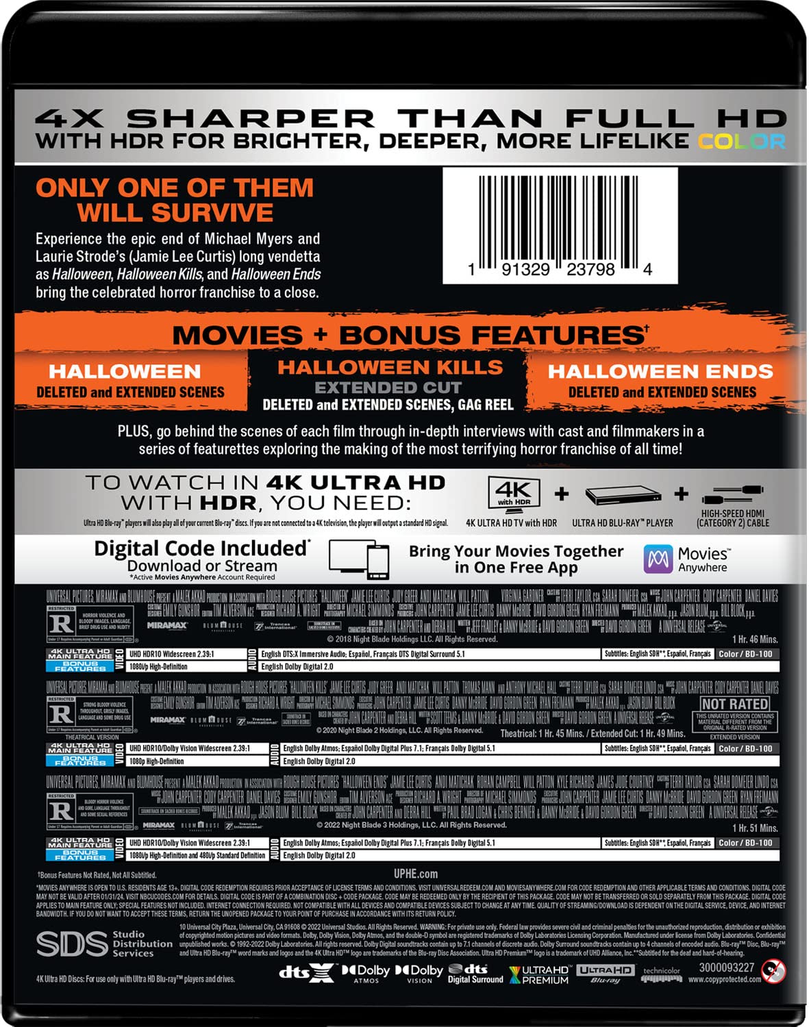 Halloween Trilogy 4K Ultra HD + Digital (Halloween, Halloween Kills, Halloween Ends) - Scary Movie Collection for Home Theater & Halloween Parties