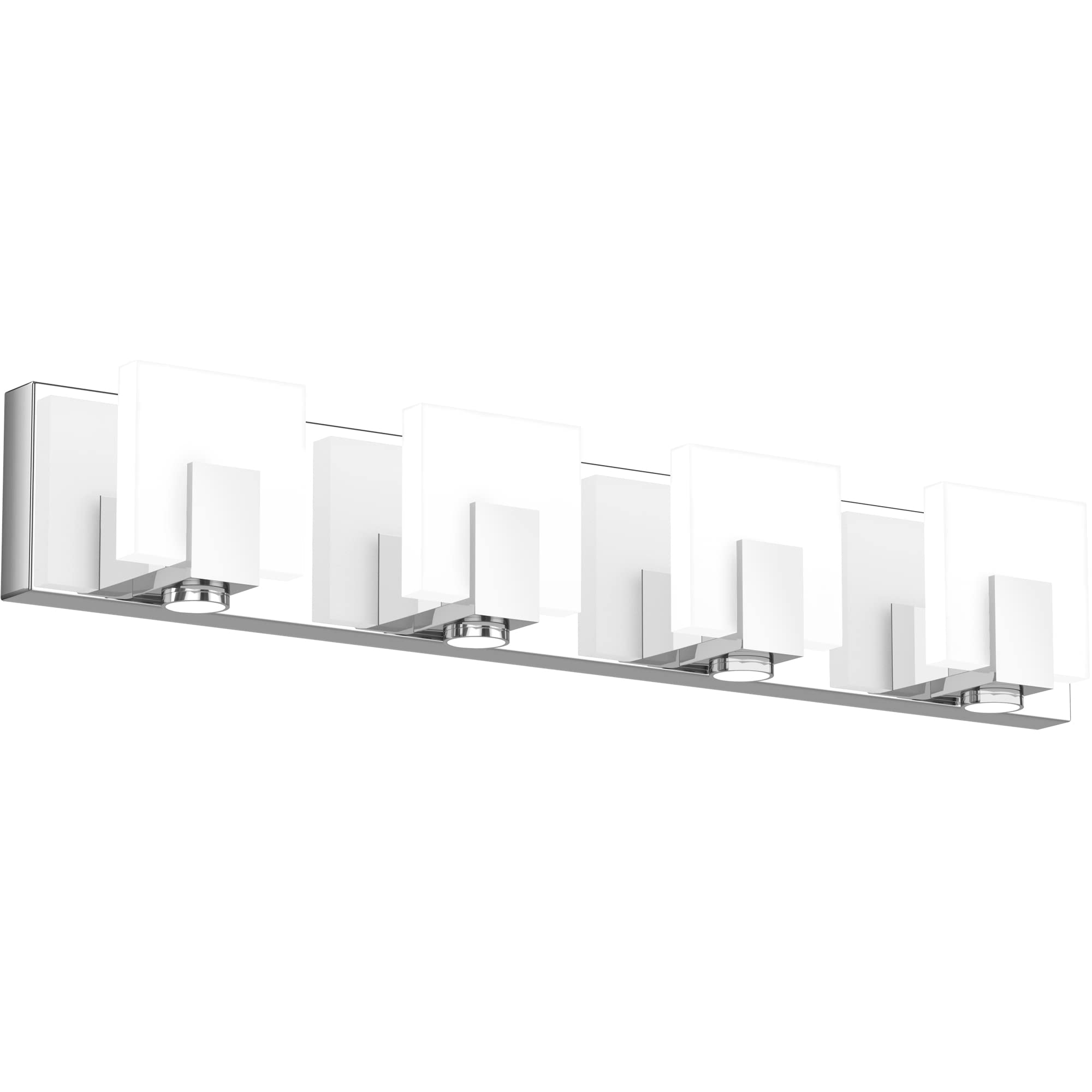 SOLFART Modern 4-Light LED Vanity Light Fixture - Dimmable Bathroom Lighting with Chrome Stainless Steel & Acrylic Shade - Perfect for Bathroom Mirror, Makeup Area and Spa-Style Decor (Model 7249)