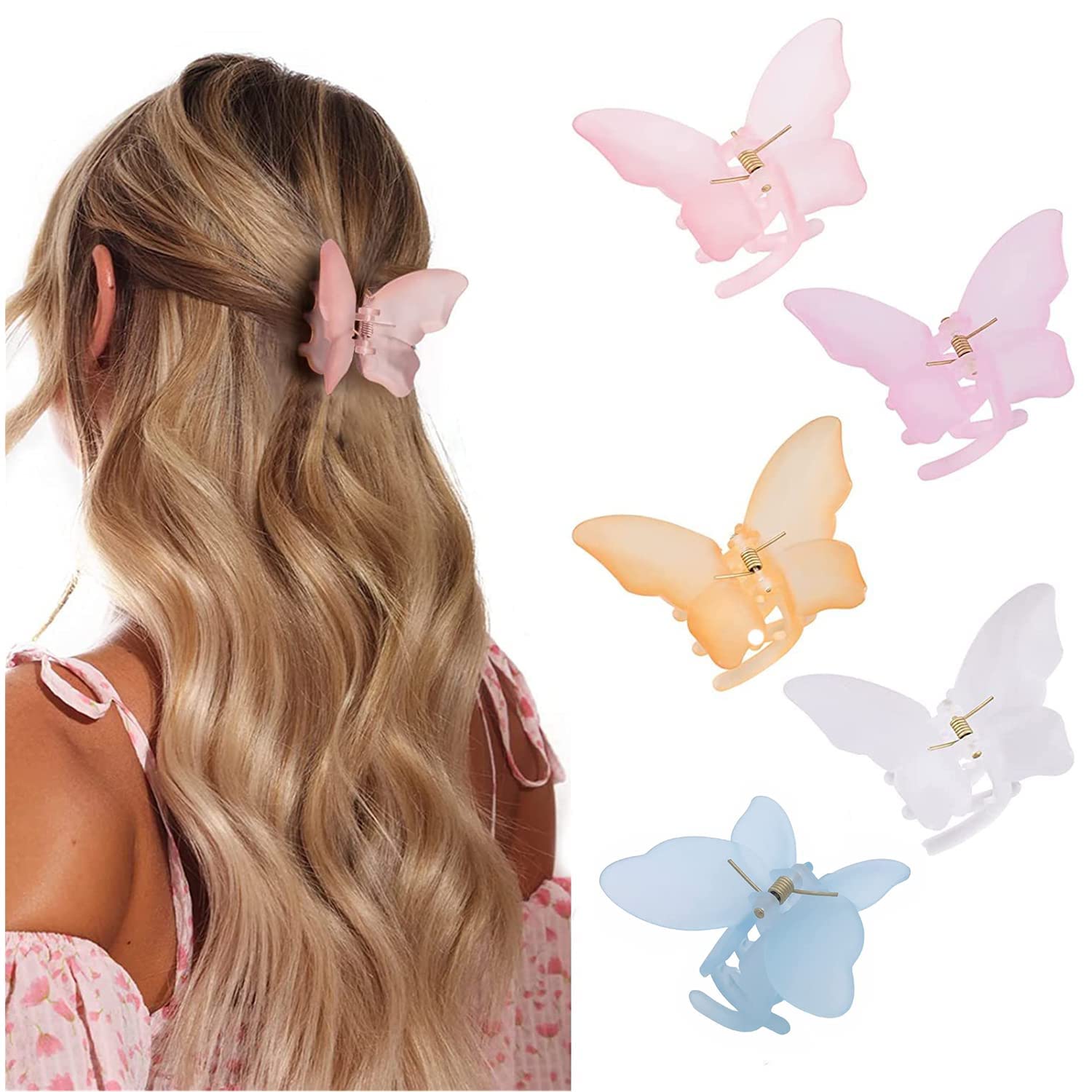 Glamifirsto 6 Pcs Matte Butterfly Hair Clips for Women - Strong Hold Hair Claw Clips - Perfect for School, Work, Parties & Everyday Hairstyles