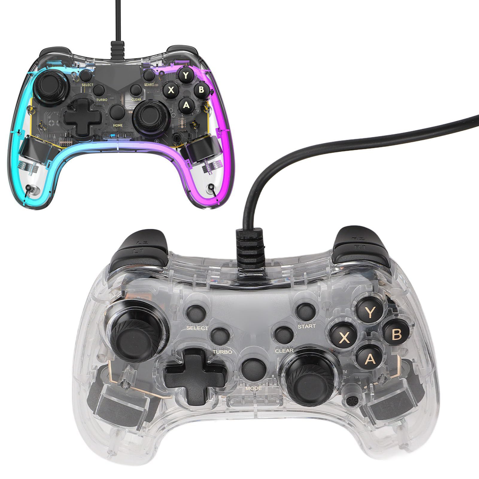Wireless RGB Gaming Controller with 6-Axis Gyroscope & Turbo Function - Compatible with Nintendo Switch, PC, PS3, Android, iOS, Mac & Steam Deck - Perfect for FPS, Racing & Fighting Games