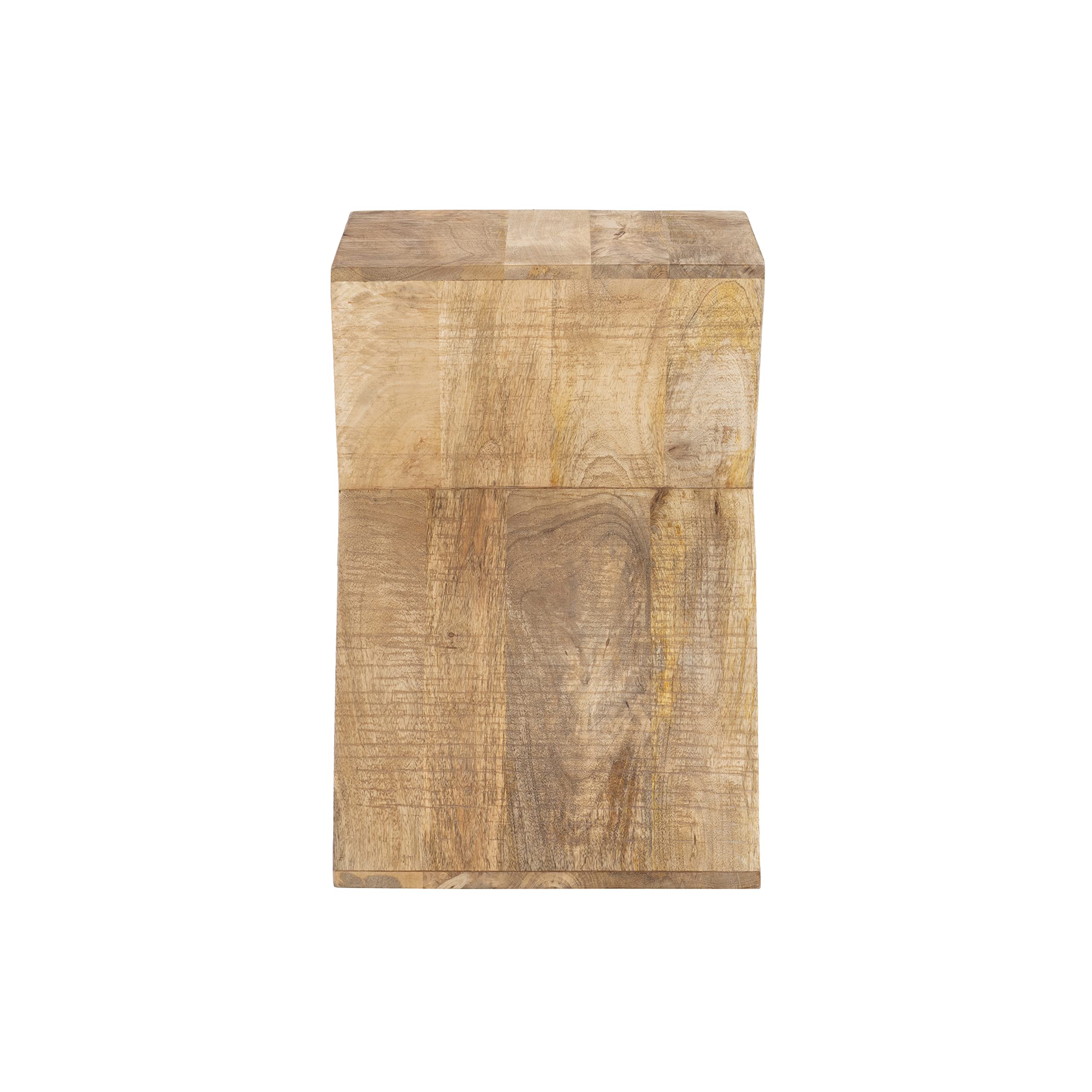 Natural Mango Wood Triangle Side Table by Powell - Rustic End Table for Living Room, Bedroom & Patio - Handcrafted Karlon Design Coffee Table with Sturdy Wooden Frame