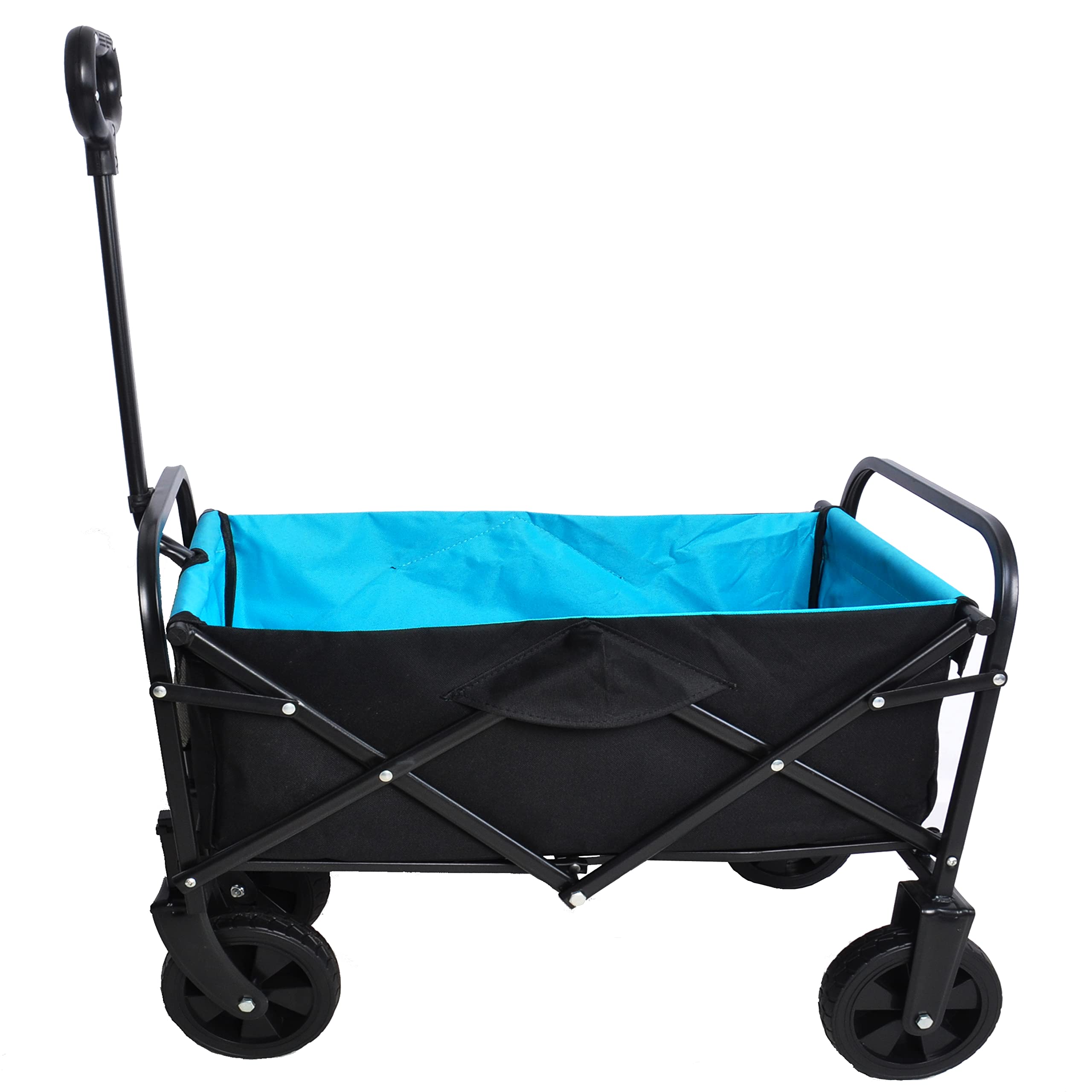 Foldable Outdoor Wagon Cart for Garden, Shopping & Beach - Lightweight Utility Cart with Large Capacity (Black & Blue) | Perfect for Groceries, Camping Trips & Kids Gear Transport