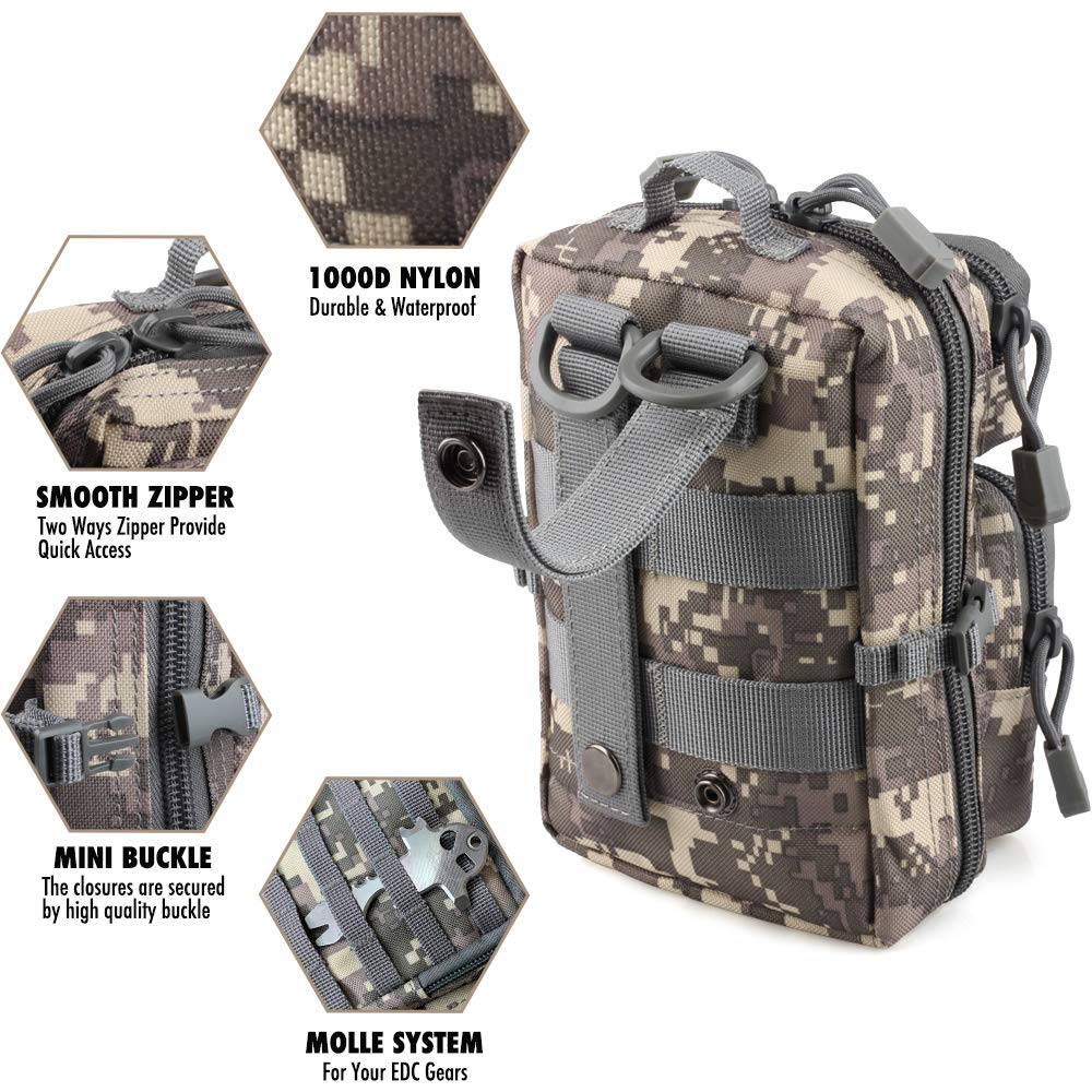 Tactical MOLLE Utility Pouch - EDC Tool Organizer & Phone Holder | Compact Waist Pack for Medical IFAK, Outdoor Gear & 3-Day Backpack Essentials | Perfect for Hiking, Camping & Emergency Preparedness