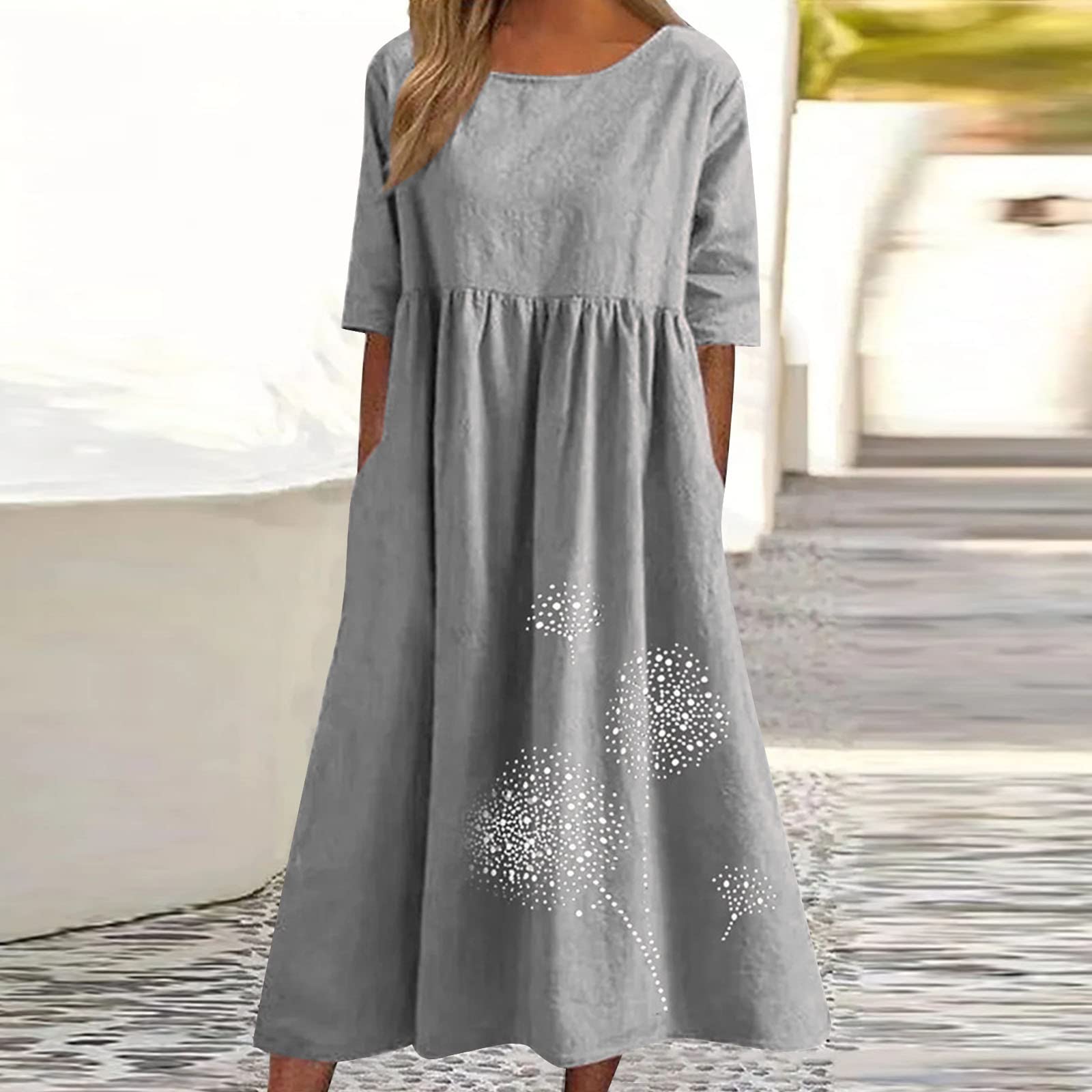 Women's Plus Size Floral Print Tshirt Dress - Casual Boho Midi Dress with Pockets for Summer 2025 | Loose Flowy Long Dress for Beach, Vacation & Everyday Wear