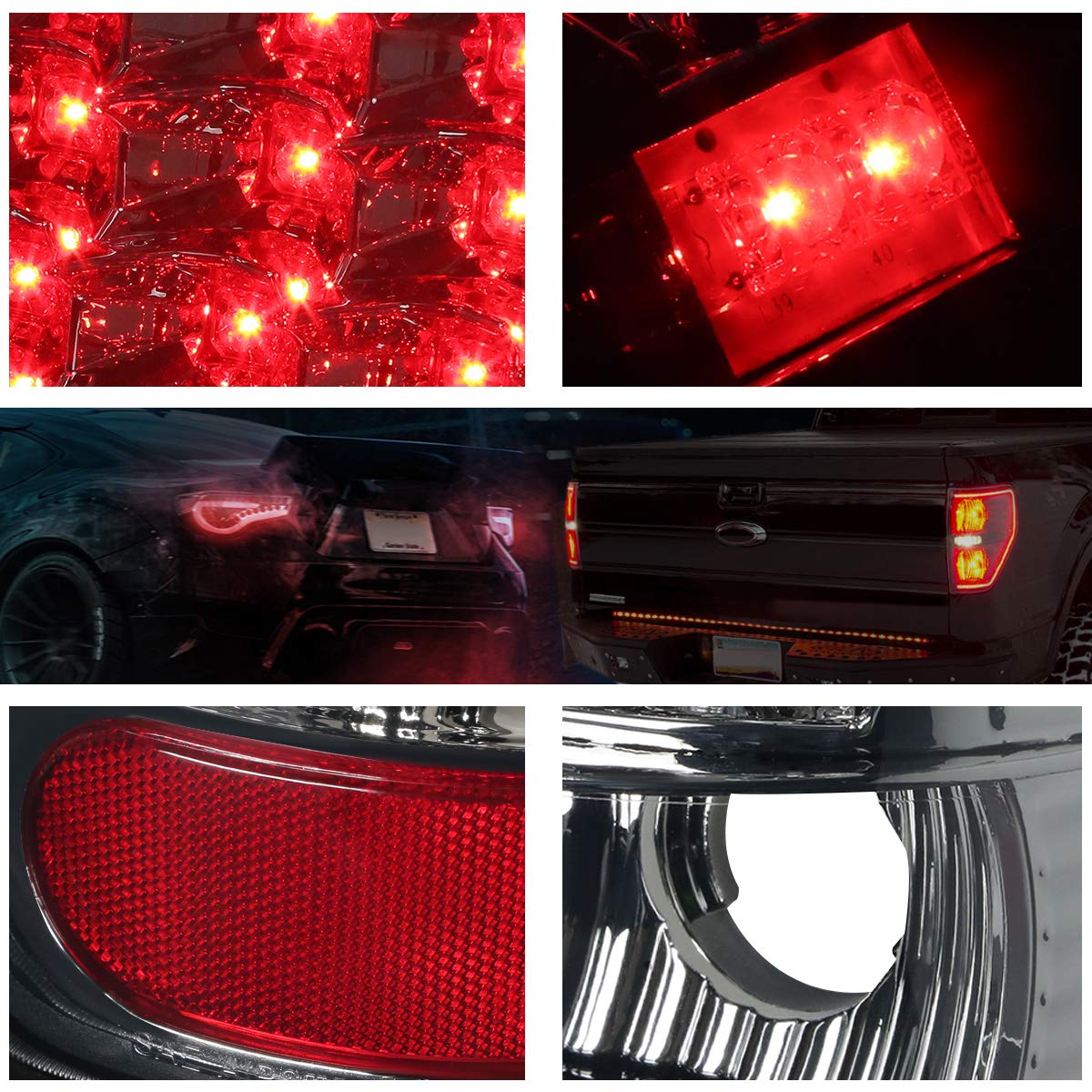PM PERFORMOTOR Full LED Tail Lights Brake Lamps Assembly - Compatible with 1994-2002 Dodge Ram 1500/2500/3500 - Chrome Housing & Smoked Lens - Enhanced Visibility & Safety for Night Driving & Off-Road Adventures