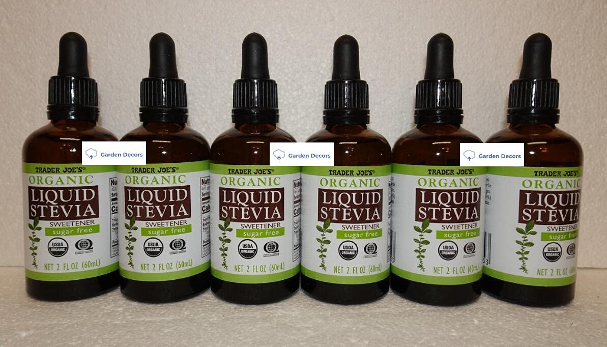 Organic Liquid Stevia Sweetener Sugar Free - 2 fl oz (60ml) - Pack of 6 Bottles | Natural Zero Calorie Sweetener for Coffee, Tea, Baking & Healthy Lifestyle