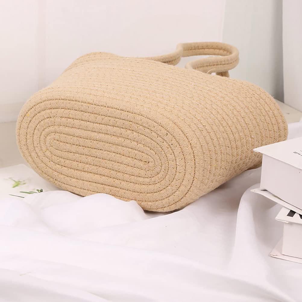 DOITOOL French Style Woven Straw Tote Bag - Women's Rattan Handbag for Beach, Shopping & Outdoor Use - Cotton Linen Wedding Storage Basket