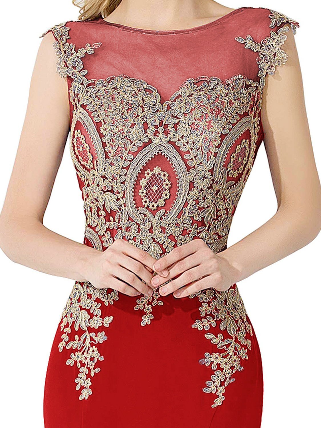 MisShow Women's Elegant Embroidery Lace Mermaid Evening Gown - Formal Prom Dresses for Special Occasions - Perfect for Weddings, Galas and Black Tie Events