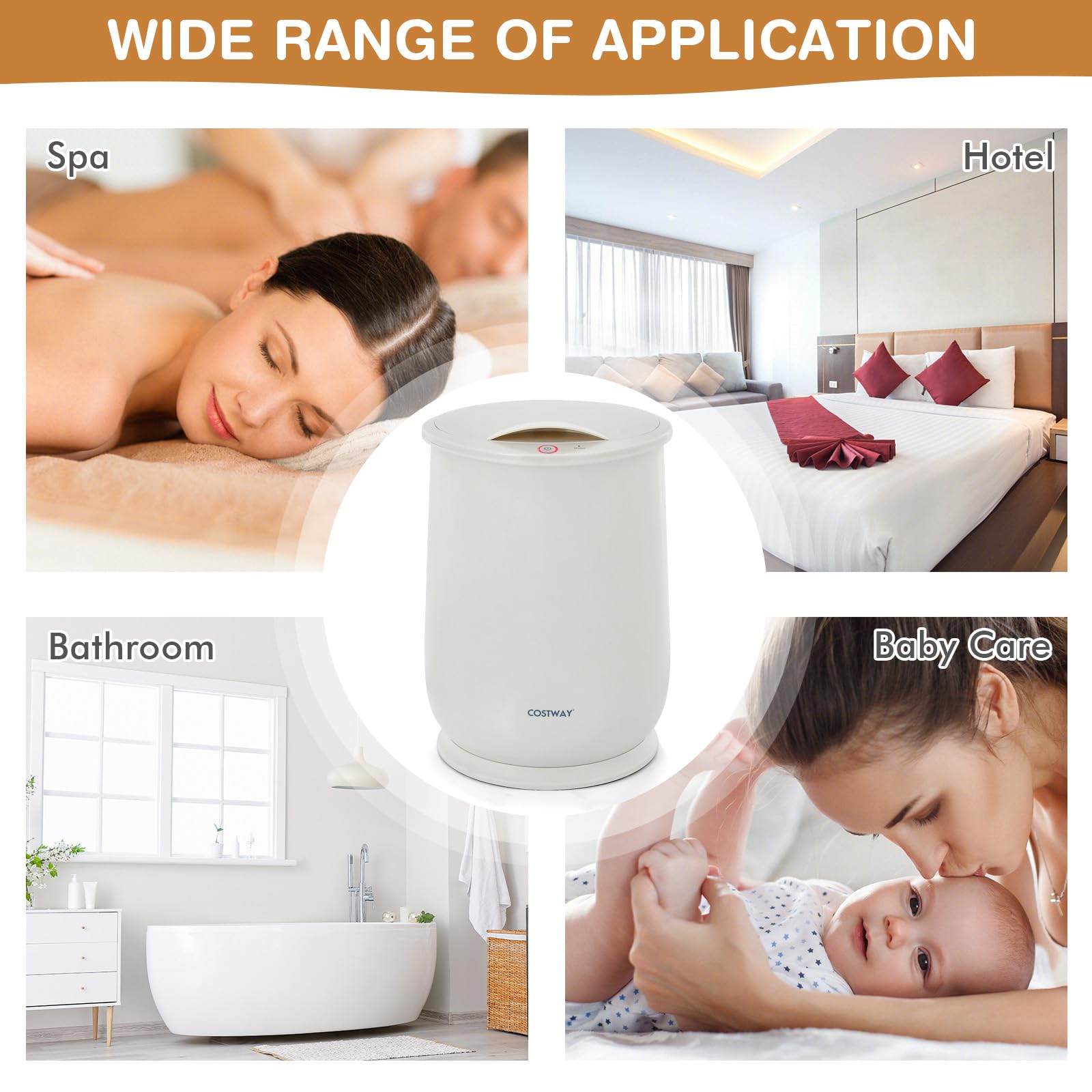 COSTWAY 21L Large Electric Towel Warmer & Blanket Heater with Flip-Top Lid, Child Safety Lock & Auto Shut Off - Perfect for Bathrobes (45”x70”), Spa, Bathroom & Home Use - Ideal Gift for Family & Friends