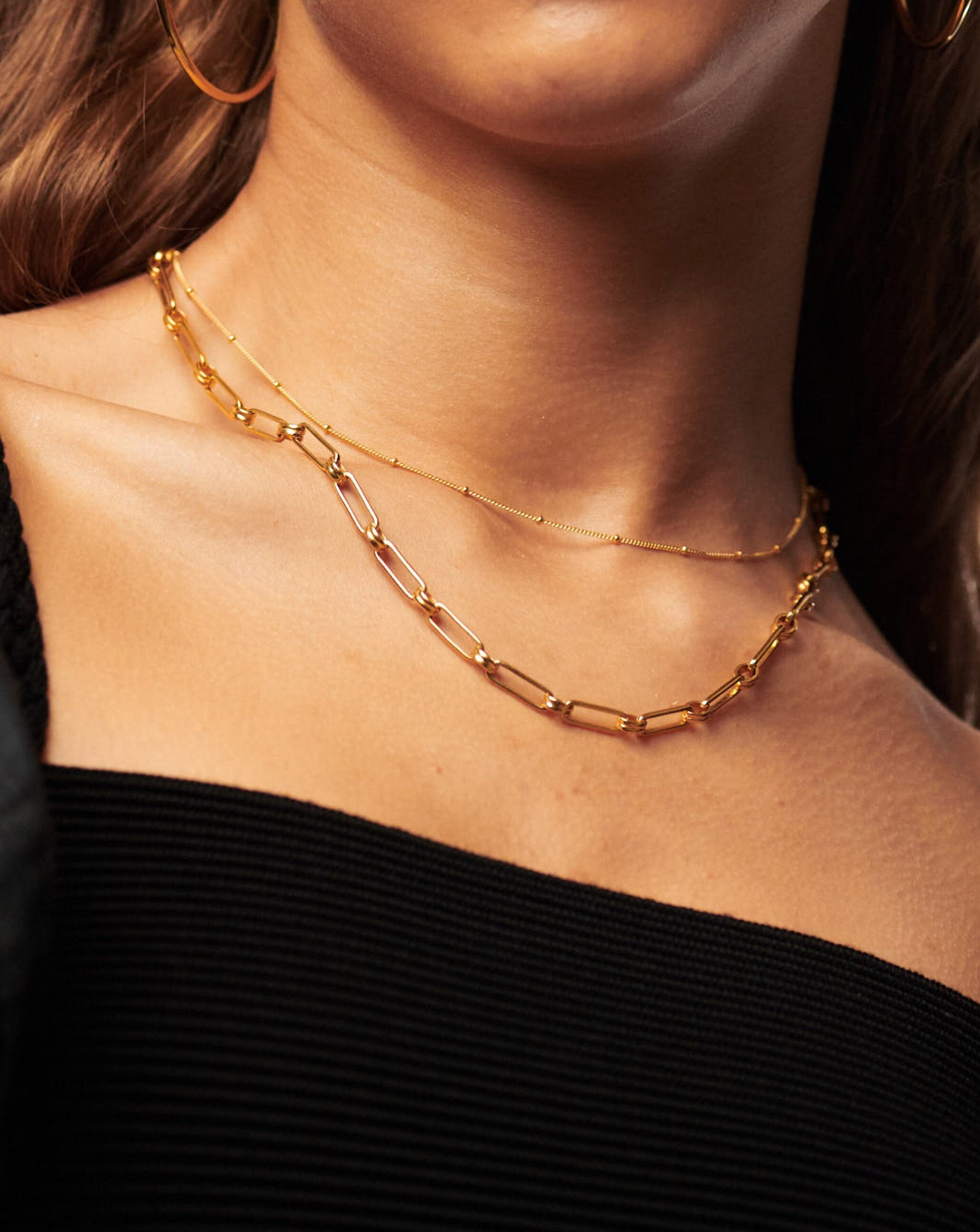 18K Gold Vermeil Bobble Chain Choker Necklace - Elegant Layering Piece for Women, Perfect for Date Nights & Special Occasions