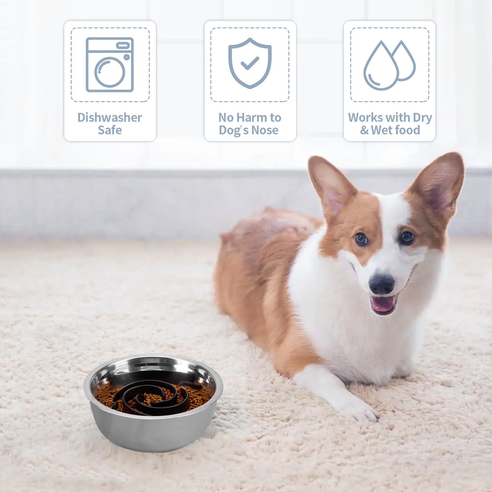 Bestalk Slow Feeder Dog Bowl Insert - Soft Silicone Anti-Choking Eating Mat with Suction Cups for Small, Medium & Large Dogs - Fits Standard & Elevated Bowls - Perfect for Fast Eaters & Digestive Health - Great for Mealtime Enrichment & Portion Control