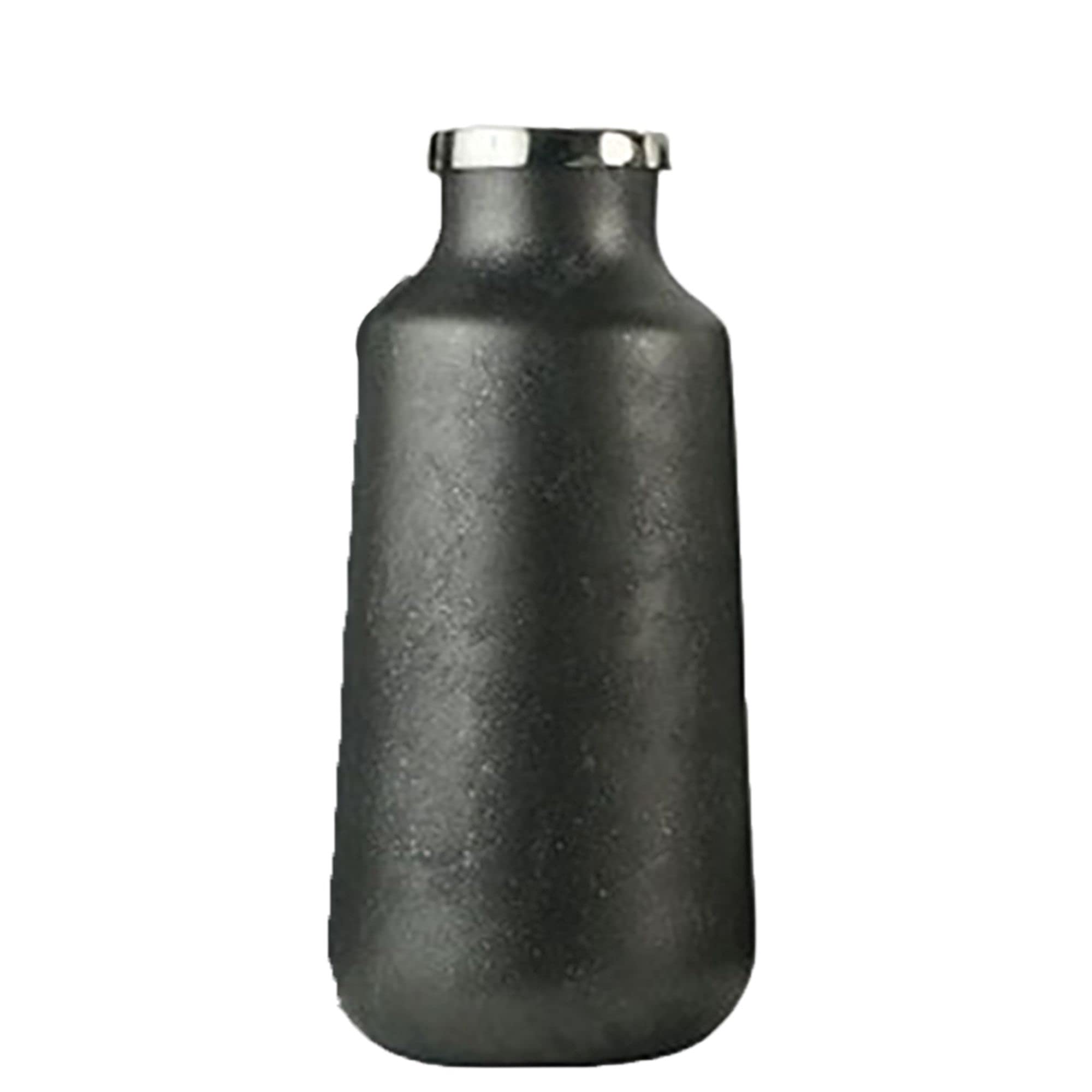 Kingston Living 18 Inch Tall Black Glass Vase with Silver Neck Rim - Elegant Home Decor for Flowers, Centerpieces, and Wedding Arrangements