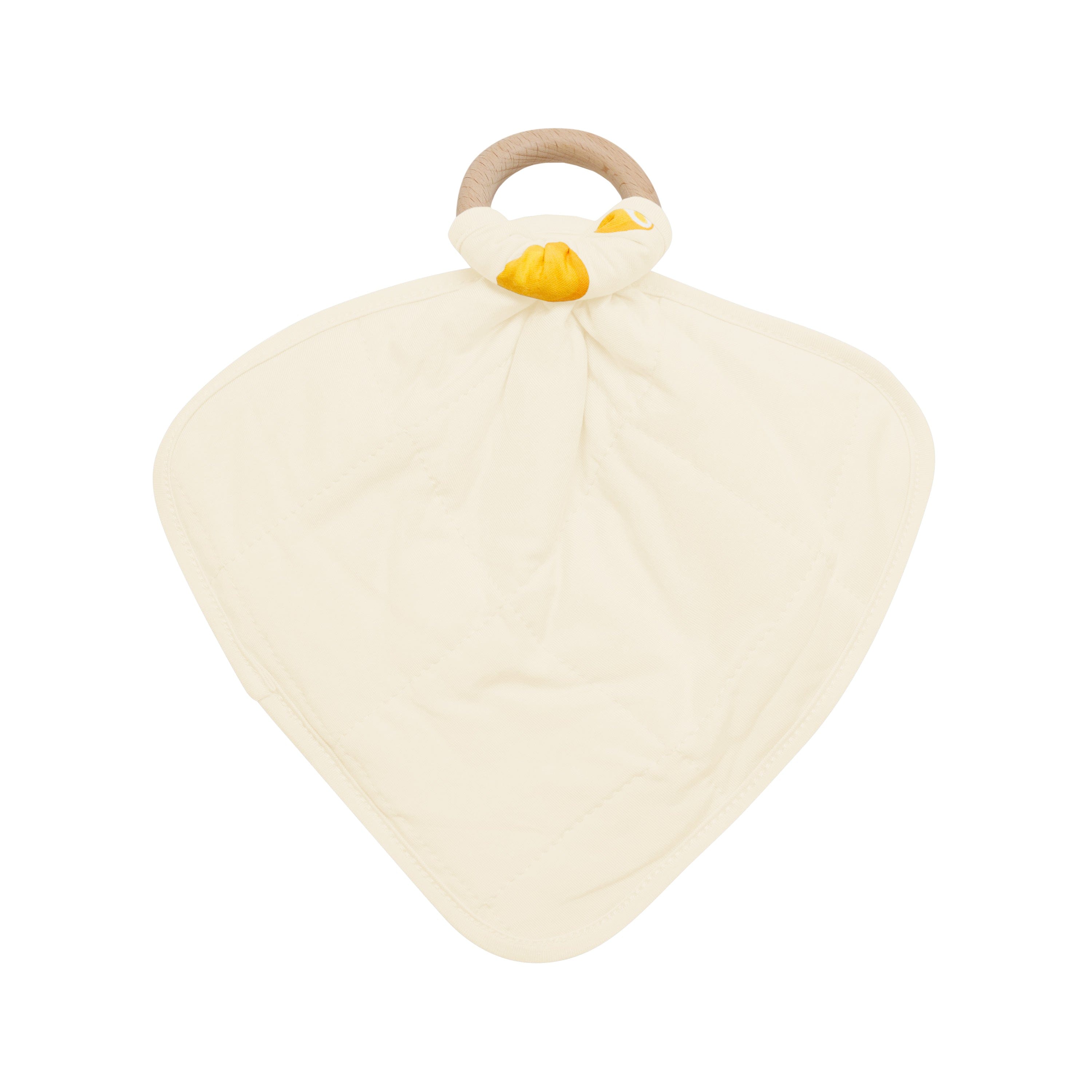 Organic Cotton Baby Lovey Blanket with Removable Teething Ring - Soft Lemon Yellow Security Blanket for Infants & Toddlers - Perfect for Soothing, Teething Relief and Bedtime Comfort