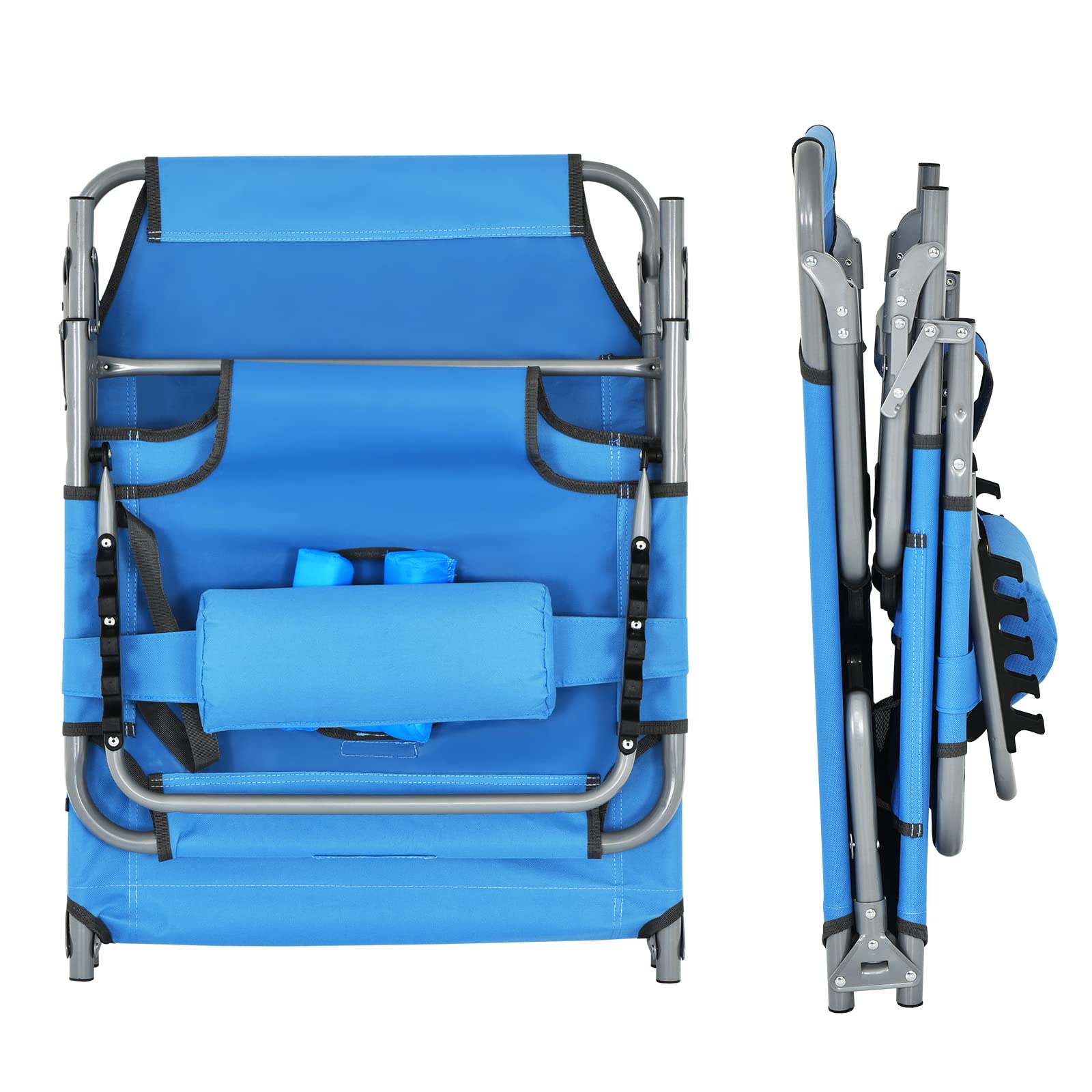 **Tangkula Adjustable Reclining Beach Chair with Face Hole & Side Pocket - Portable Folding Sun Lounger for Poolside, Backyard, Patio - Perfect for Tanning, Sunbathing & Relaxing Outdoors (2-Pack)**