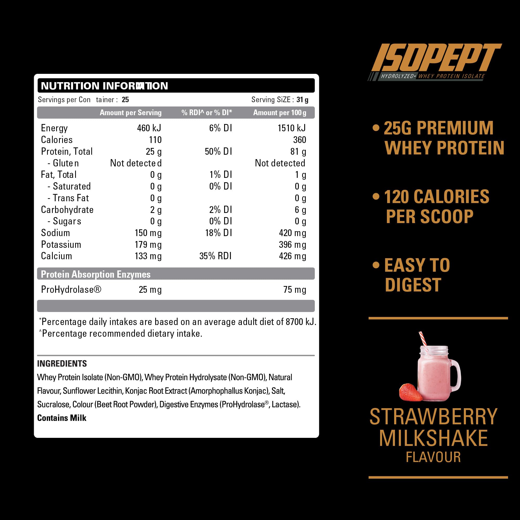 EHPlabs IsoPept Hydrolyzed Whey Protein Powder - 100% Whey Protein Isolate & Hydrolysate, 27g Protein per Serving, Non-GMO, Gluten Free, Fast Absorption, Easy Digestion, Strawberry Milkshake Flavor (27 Servings) - Perfect for Post-Workout Recovery, Muscle Building & Weight Management