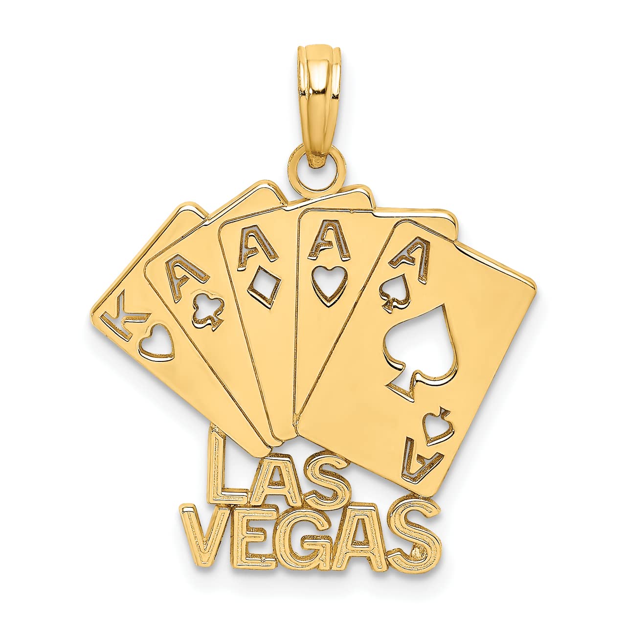 14k Yellow Gold Las Vegas Playing Cards Charm Pendant Necklace for Women - Perfect for Casino Nights, Birthday Gifts & Travel Souvenirs