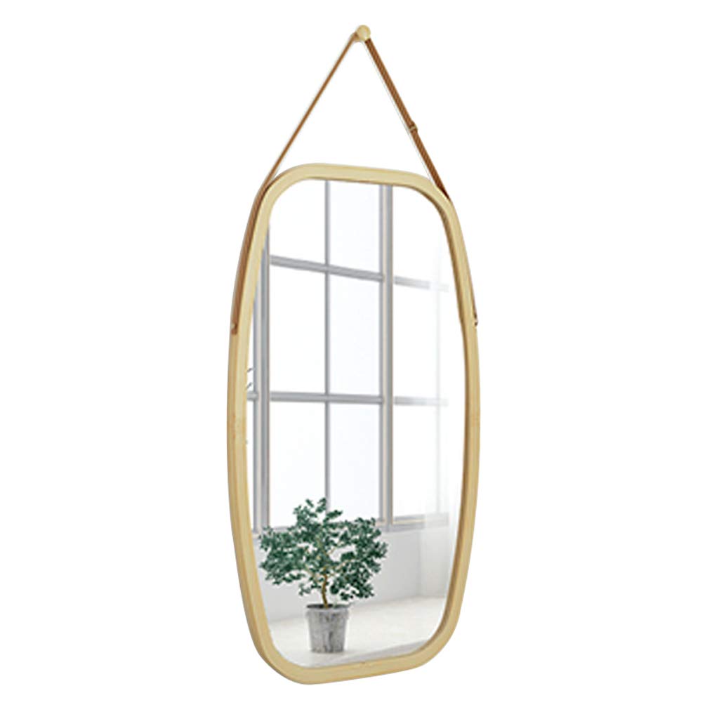 Full-Length Wall Mirror with Bamboo Frame - 43x74cm Dressing Mirror for Bedroom & Living Room - Elegant Home Decor & Functional Entryway Mirror for Daily Outfit Checks & Space Enhancement