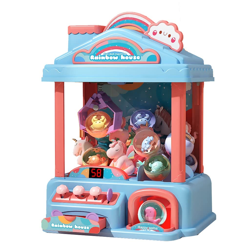 Mini Claw Machine Arcade Game for Kids - Electronic Candy Grabber Toy with LED Lights & Fun Sounds - Prize Dispenser for Birthday Parties, Carnivals & Home Play (Blue, Holds 30 Stuffed Animals) - Perfect Gift for Boys & Girls Ages 5+