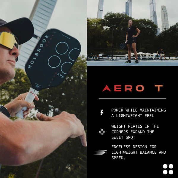 Holbrook Aero T Elongated 16MM Pickleball Paddle - Lightweight Carbon Fiber Racket for Competitive Play & Outdoor Recreation