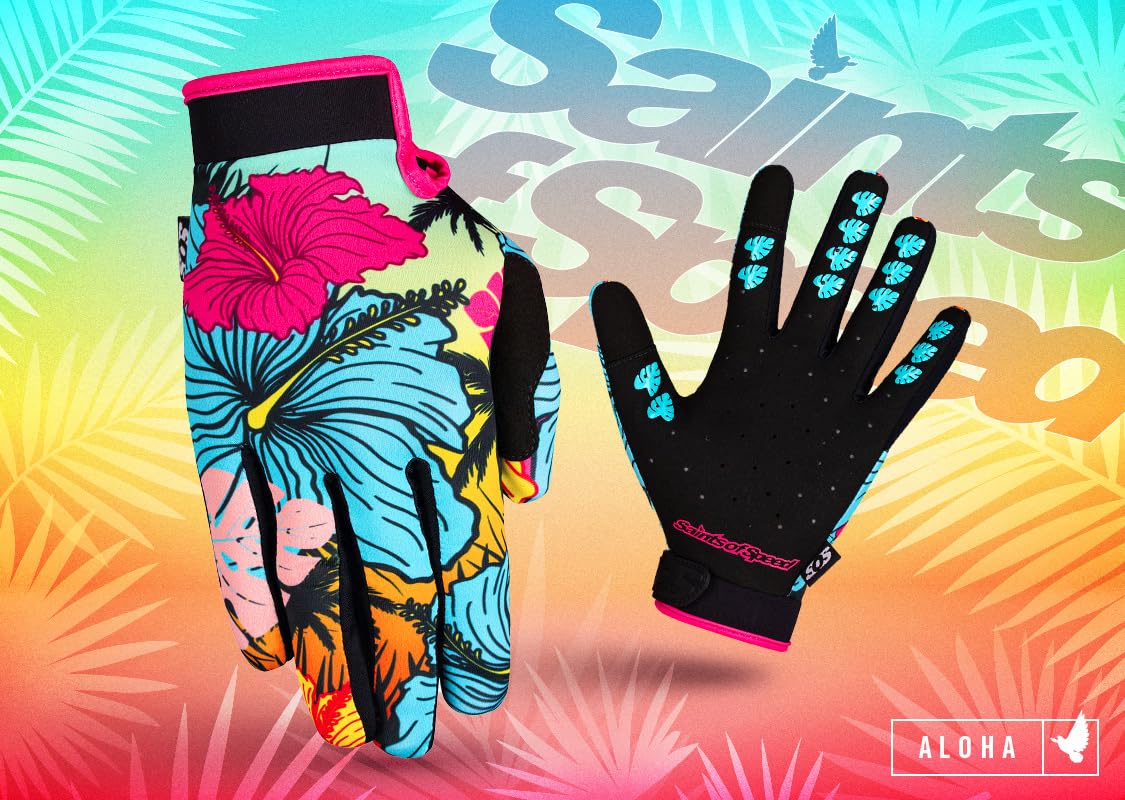 **Saints of Speed Dirt Bike Gloves - Aloha Motocross, Mountain Bike, Motorcycle, BMX, Jetski, Racing & Touchscreen Compatible (X-Large) - Perfect for Off-Road, Track & Adventure Riding**    或    **Saints of Speed Dirt Bike Gloves - Motocross, Mountain Biking, Motorcycle, BMX & Racing Gloves with Touchscreen Compatibility (X-Large) - Ideal for Off-Road, Track & Extreme Sports**