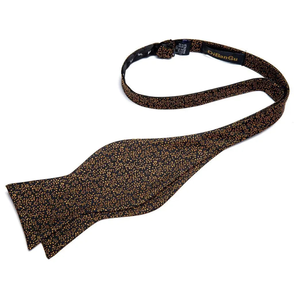 Golden Leaves Silk Bow Tie Set for Men - Elegant Formal Wedding Accessories - Perfect for Prom, Tuxedo, and Special Occasions