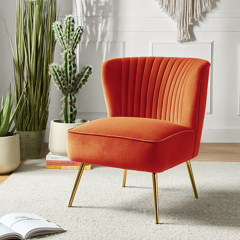 Lola Velvet Side Chair - Modern Upholstered Accent Chair for Living Room, Bedroom & Office - Soft Velvet Fabric with Sturdy Wooden Legs - Perfect for Dining, Lounge & Home Decor