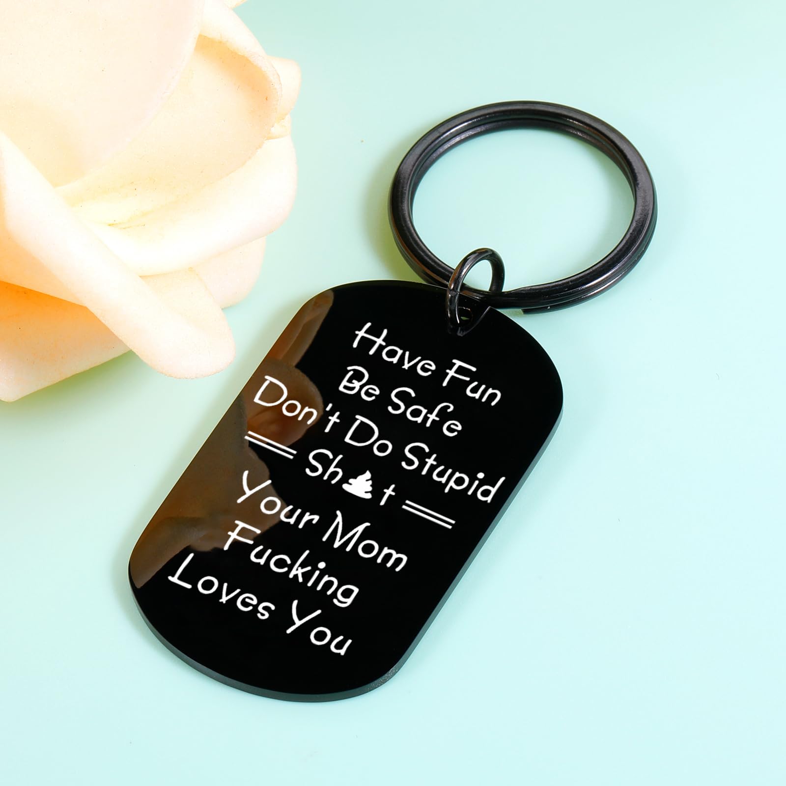 Don't Do Stupid Sh*t Keychain - Funny Valentine's Day Gift for Sons, Cool Gifts for Teen Boys & Young Men in Their 20s, Unique Present for Adult Sons Who Have Everything - Perfect for Valentine's, Birthdays, Graduation & Everyday Carry
