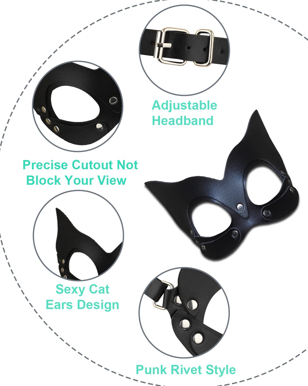 Stegosaurus Cat Mask for Women - Elegant Bunny & Cat Face Masquerade Mask for Night Club, Cocktail Party, Cosplay & Halloween Costume Accessories