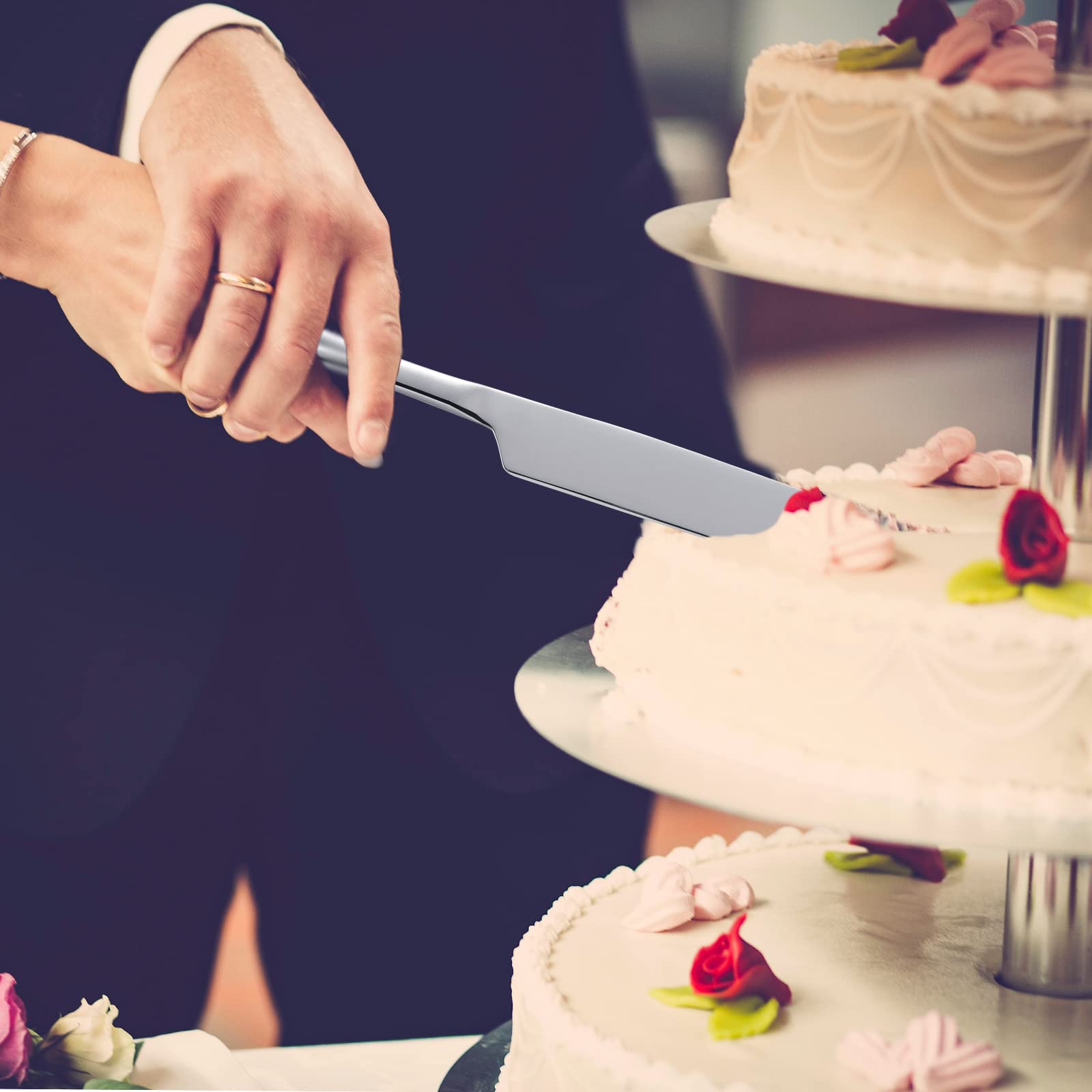 Premium Stainless Steel Cake Serving Set - Cake Knife & Pie Server for Birthday, Wedding, Party & Special Events | Elegant Silver Dessert Utensils for Cake Cutting & Pastry Serving