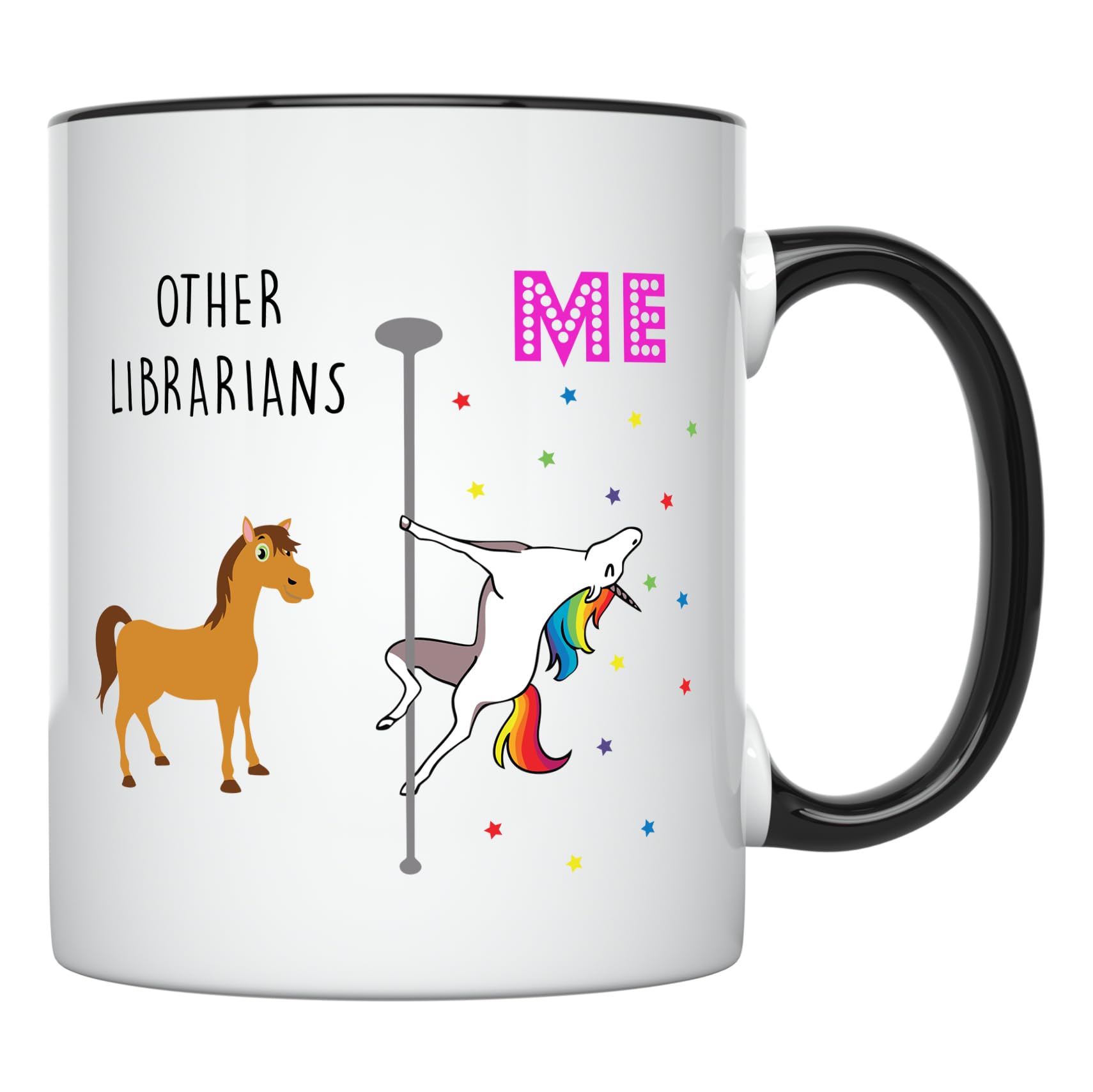 YouNique Designs 11oz Librarian Coffee Mug - Unicorn Themed Library Gift for Teachers & Retirees - Perfect for Reading Nooks & Office Use (Black Handle)