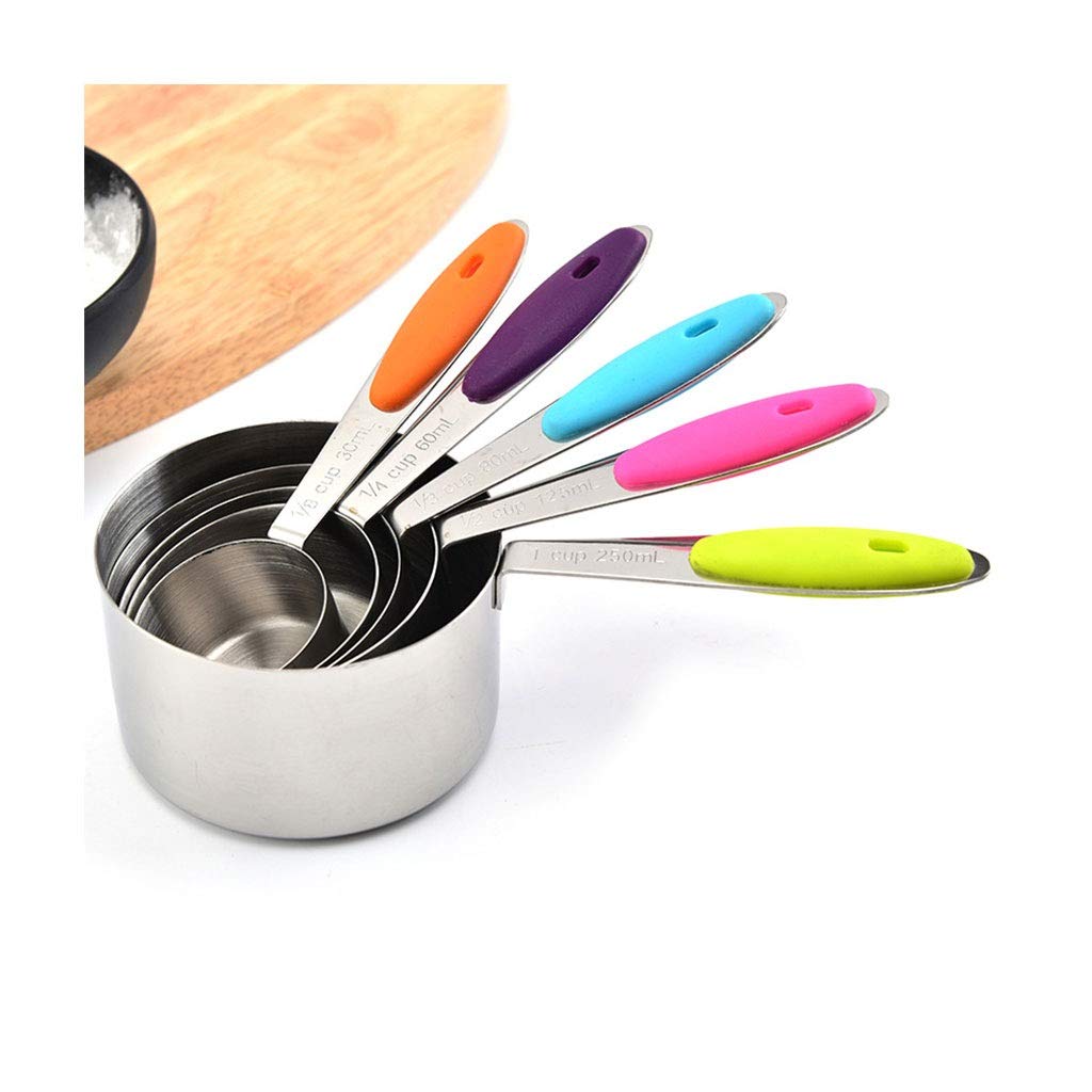 5-Piece Stackable Stainless Steel Measuring Cups Set - 304 Grade Kitchen Measuring Spoons for Baking, Cooking & Seasoning - Perfect for Home Chefs & Bakers